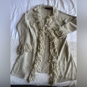 De Rolchild Beige Fringe Cardigan